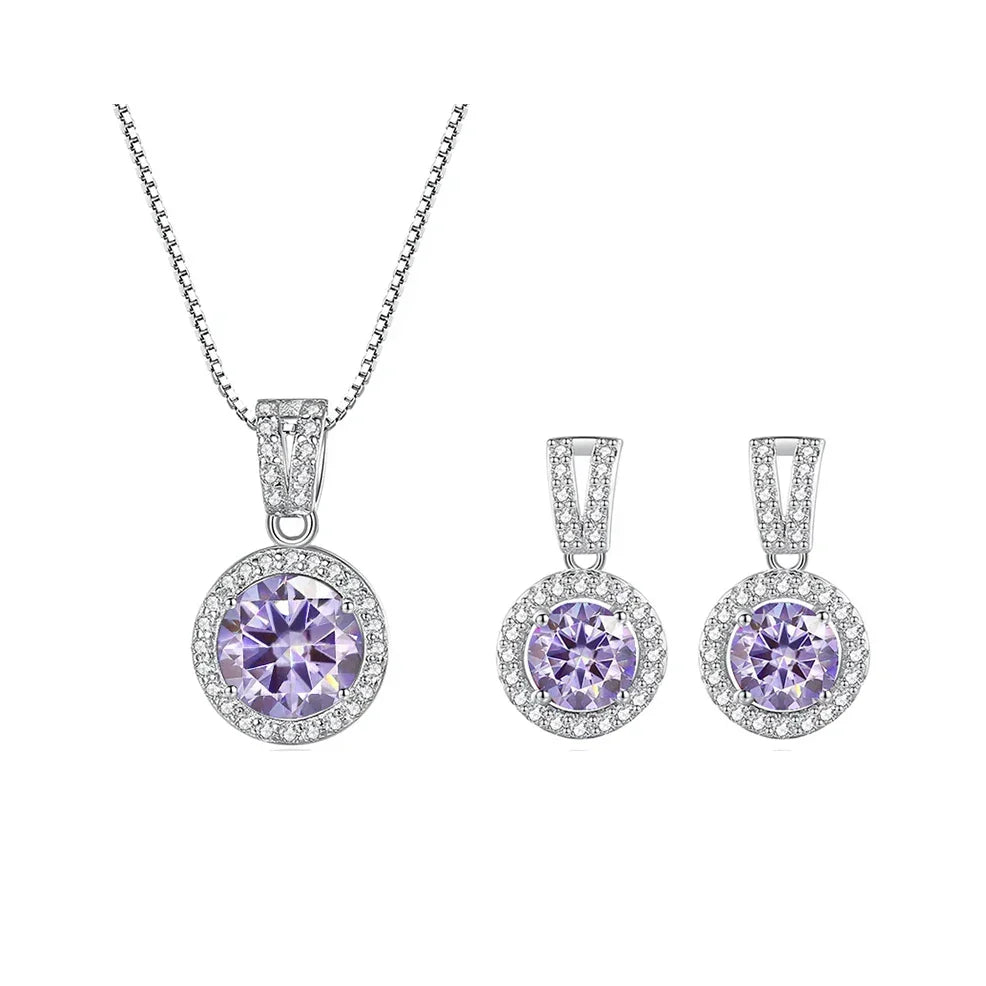 2Ct Moissanite Necklace Earrings Set Sterling Silver 925 Wedding Jewelry