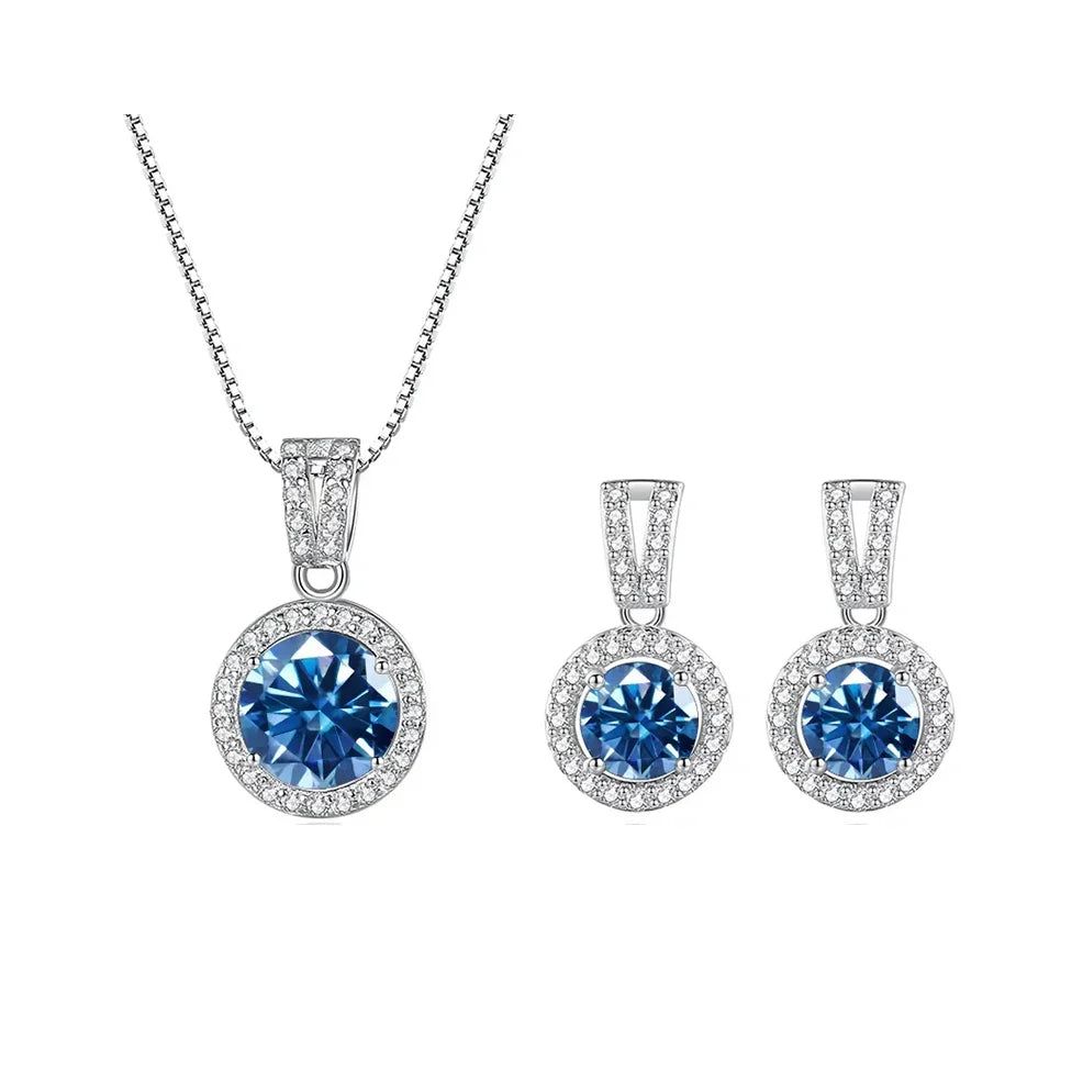 2Ct Moissanite Necklace Earrings Set Sterling Silver 925 Wedding Jewelry