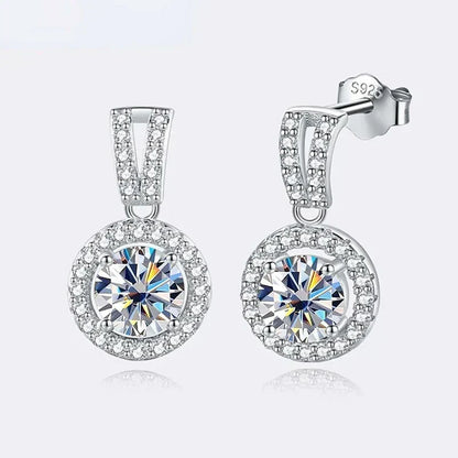2Ct Moissanite Necklace Earrings Set Sterling Silver 925 Wedding Jewelry